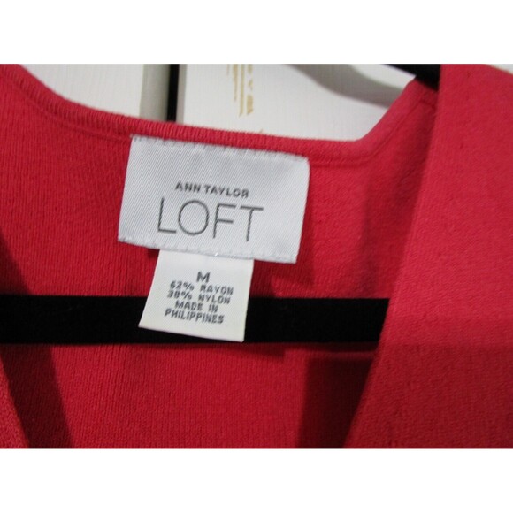 Ann Taylor Loft Womens Knit Top Size M Red Sleeveless V-Neck - Picture 4 of 9